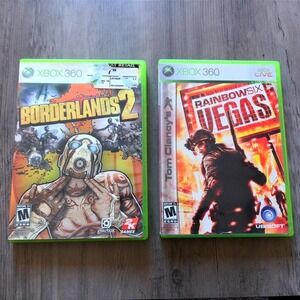 Microsoft Xbox 360 Borderlands 2 and Rainbow Six Vegas Game Bundle Retro 2000s